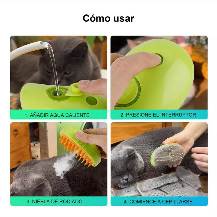 Cepillo A Vapor Para Mascotas 3en 1